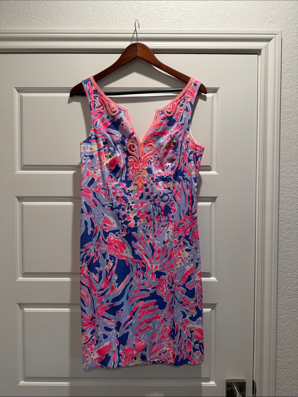 Lilly Pulitzer Blue, Pink & Lavender Sleeveless V-Neck Midi Dress